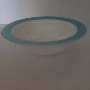 1  Vtg Pyrex Milk Glass Turquoise Aqua Teal 9" bowl